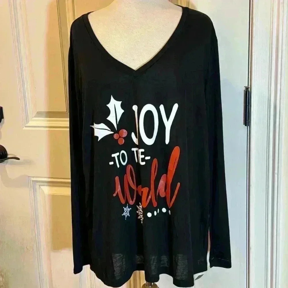 Bella Canvas long sleeve black Christmas tee shirt size 2XL, NWT